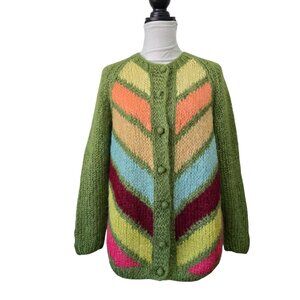 Vintage Women's Granny Knit Sweater Cardigan Button Down Long Sleeve Size Large